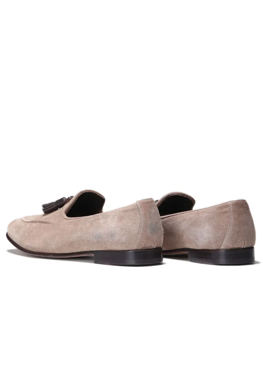 Bej Süet Klasik Loafer - 4