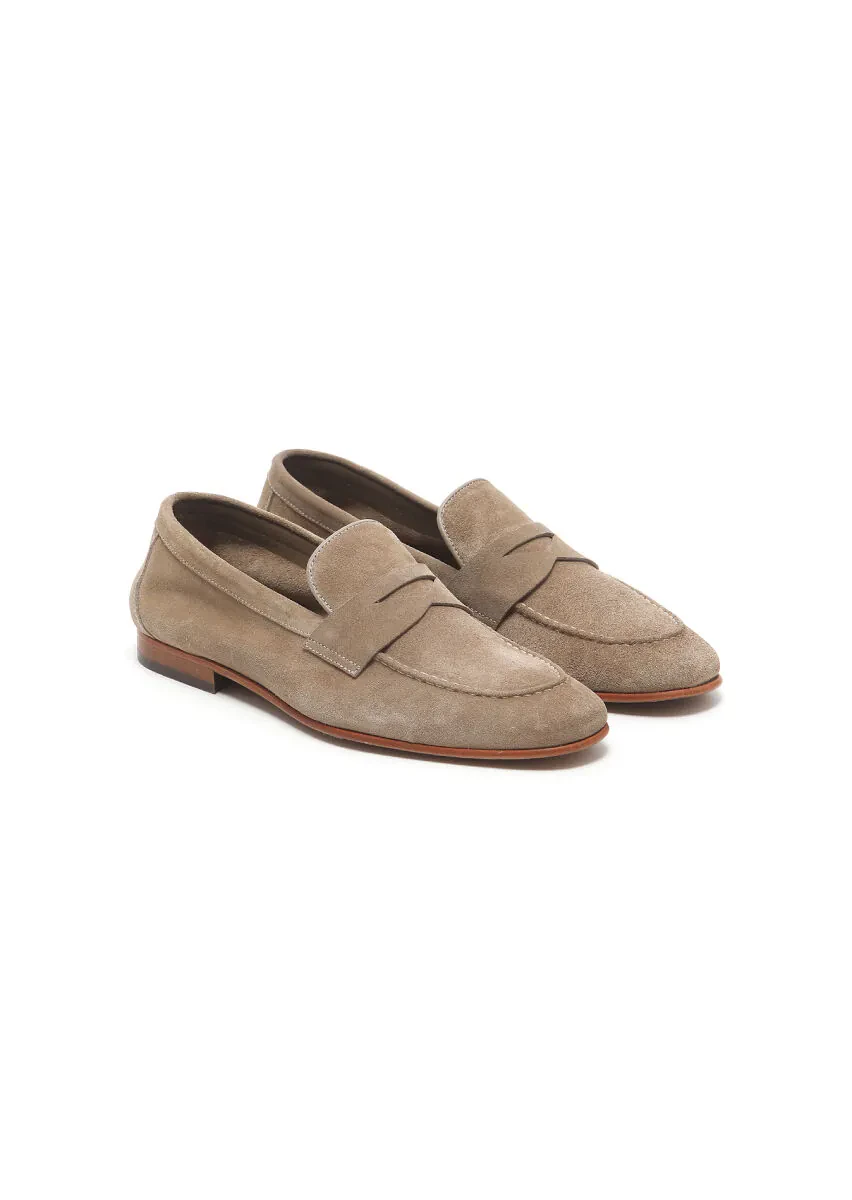 Bej Süet Klasik Loafer - 2
