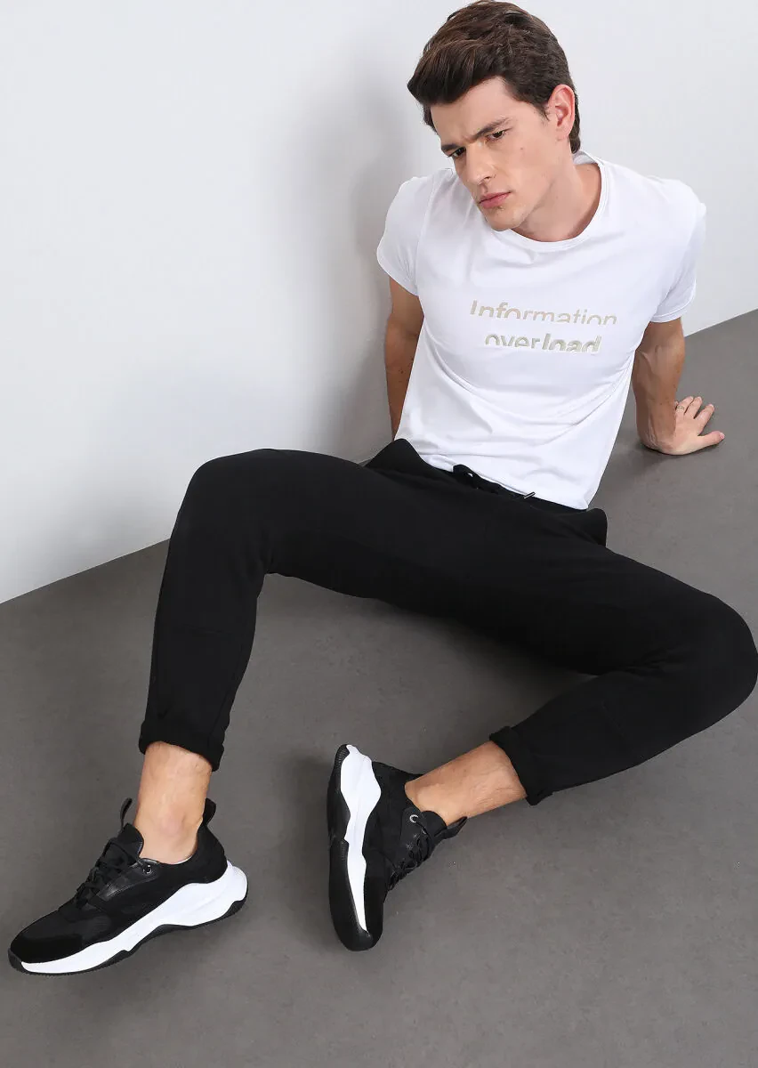 Beyaz Baskılı %100 Pamuk T-Shirt - 4