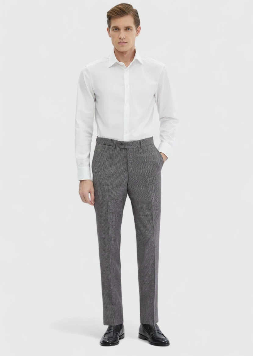 Beyaz Çizgili Regular Fit Dokuma Klasik %100 Pamuk Gömlek - RAMSEY