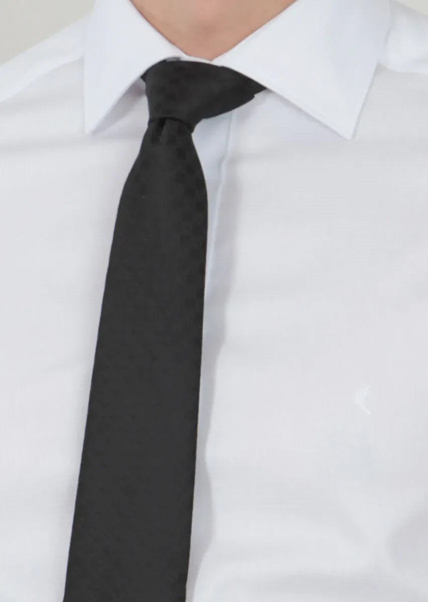 Beyaz Desenli Regular Fit Dokuma Klasik %100 Pamuk Gömlek - 3