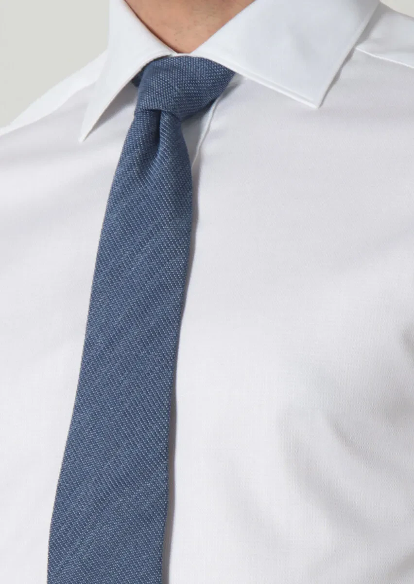 Beyaz Desenli Regular Fit Dokuma Klasik %100 Pamuk Gömlek - 4