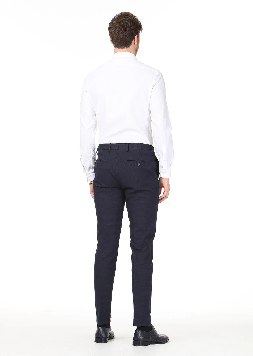 Beyaz Desenli Slim Fit Dokuma Casual %100 Pamuk Gömlek - 4