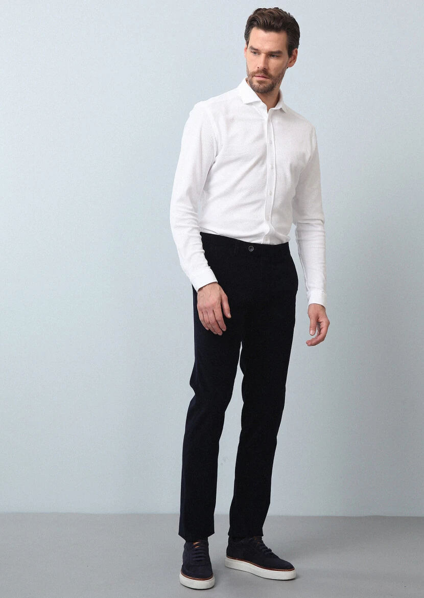 Beyaz Düz Fitted Fit Casual %100 Pamuk Gömlek - 4
