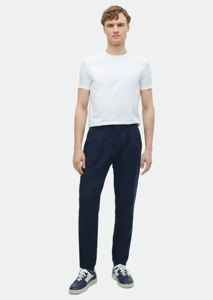 Beyaz Düz Pamuk Karışımlı T-Shirt 