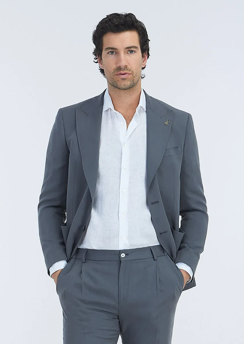 Beyaz Düz Regular Fit Dokuma Casual %100 Keten Gömlek - 3