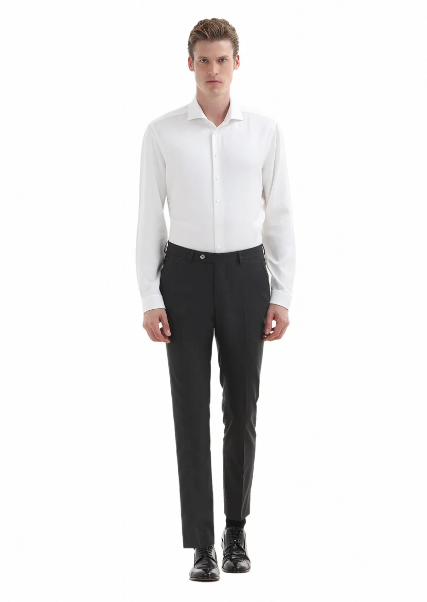 Beyaz Düz Regular Fit Dokuma Casual Gömlek 