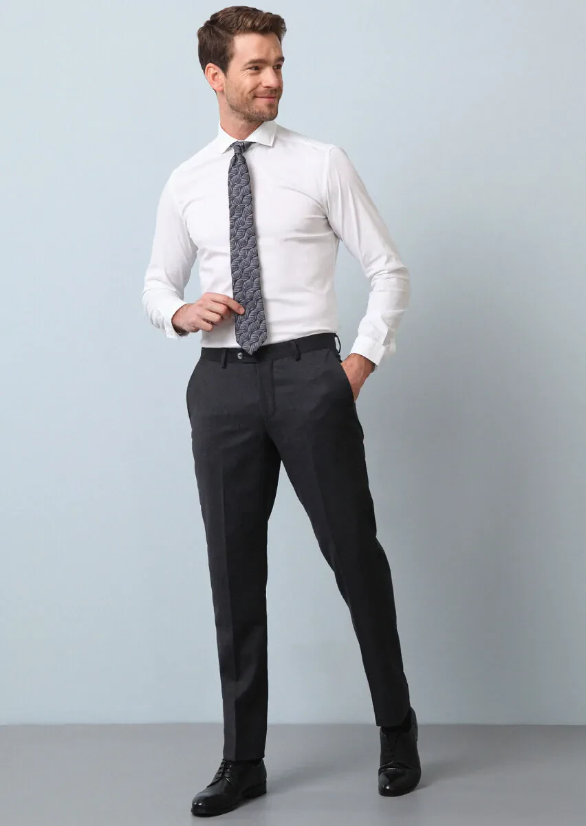 Beyaz Düz Regular Fit Dokuma Casual Pamuk Karışımlı Gömlek - 3