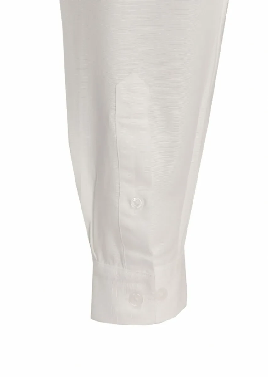 Beyaz Düz Regular Fit Dokuma Casual Pamuk Karışımlı Gömlek - 4