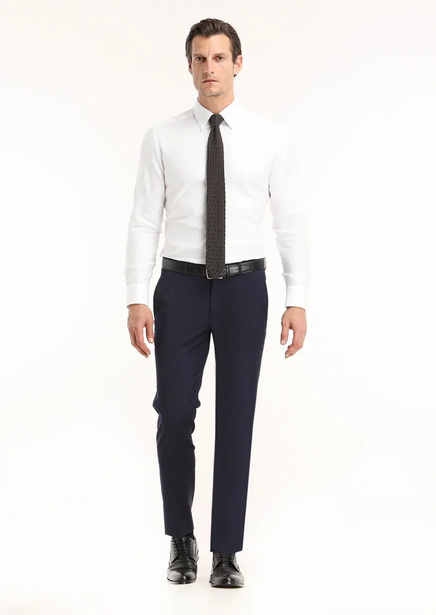 Beyaz Düz Regular Fit Dokuma Klasik %100 Pamuk Gömlek - 1