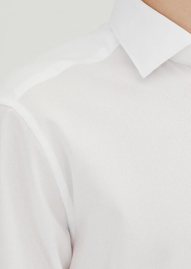 Beyaz Düz Regular Fit Dokuma Klasik %100 Pamuk Gömlek - 3