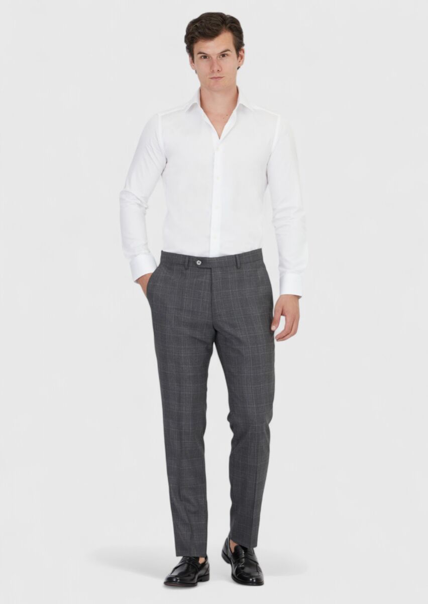 Beyaz Düz Slim Fit Dokuma Klasik %100 Pamuk Gömlek - 2