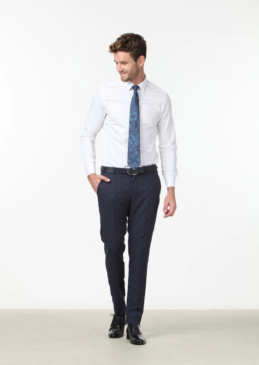 Beyaz Düz Super Slim Fit Dokuma Klasik %100 Pamuk Gömlek 