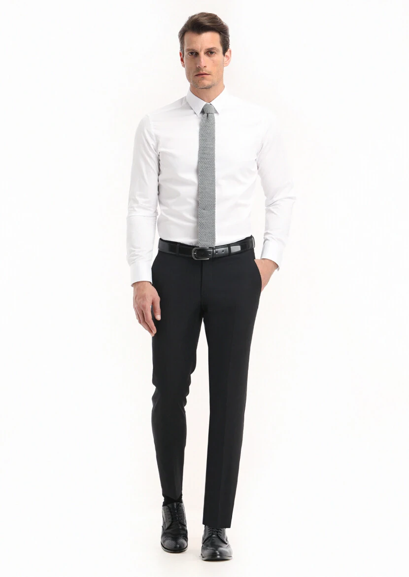 Beyaz Düz Super Slm Fit Dokuma Klasik %100 Pamuk Gömlek - RAMSEY