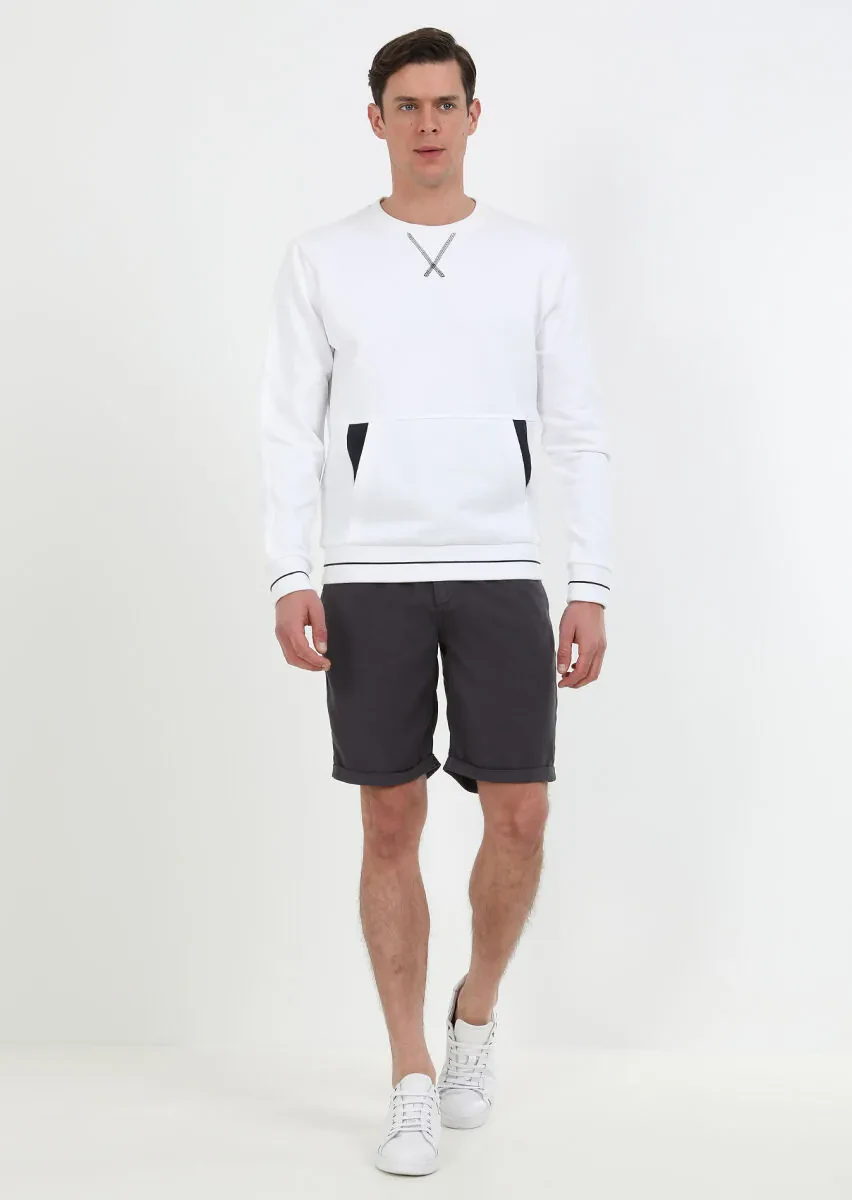 Beyaz Düz Sweatshırt - 1