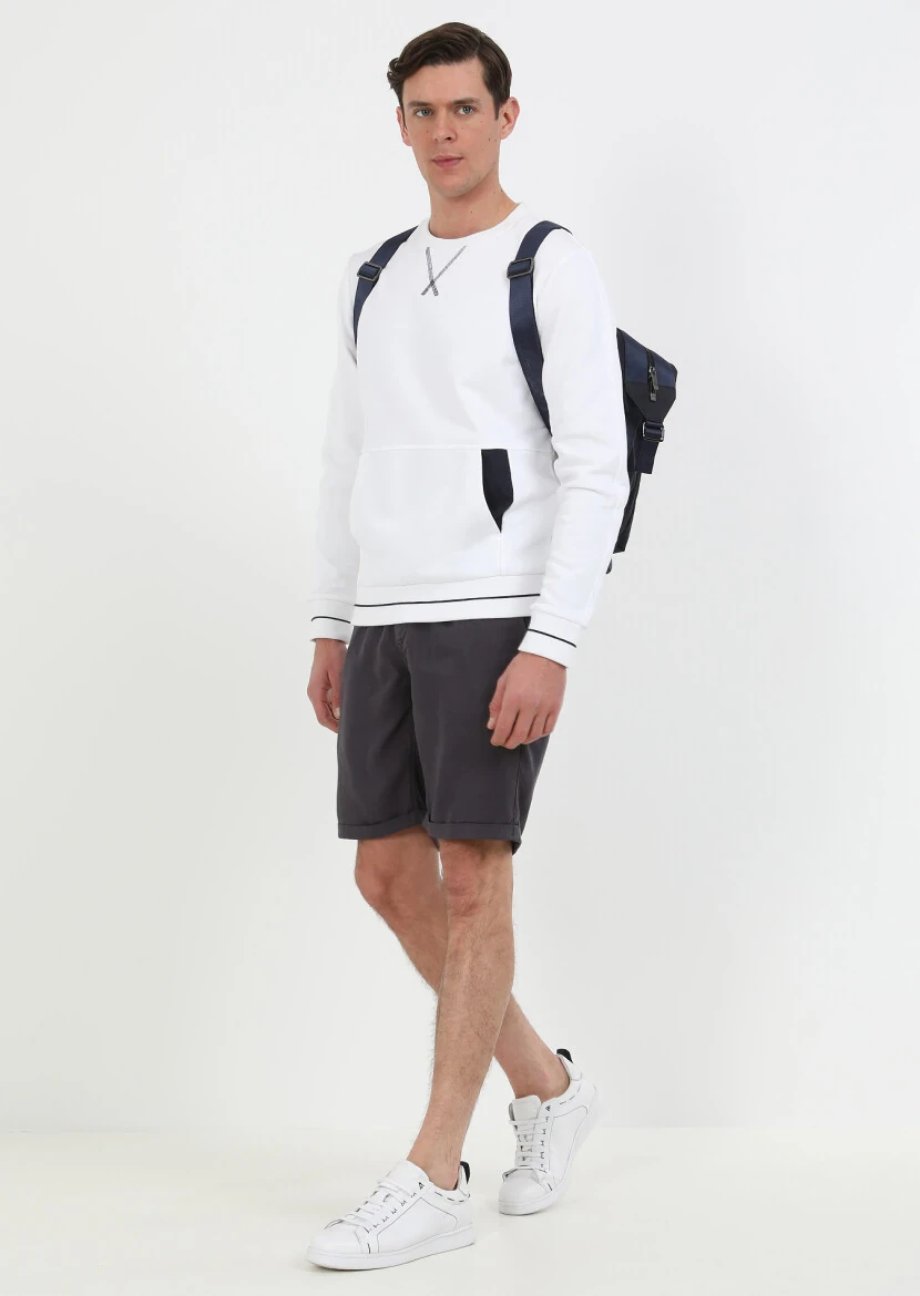 Beyaz Düz Sweatshırt 