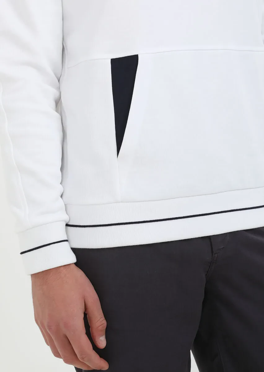 Beyaz Düz Sweatshırt - 4