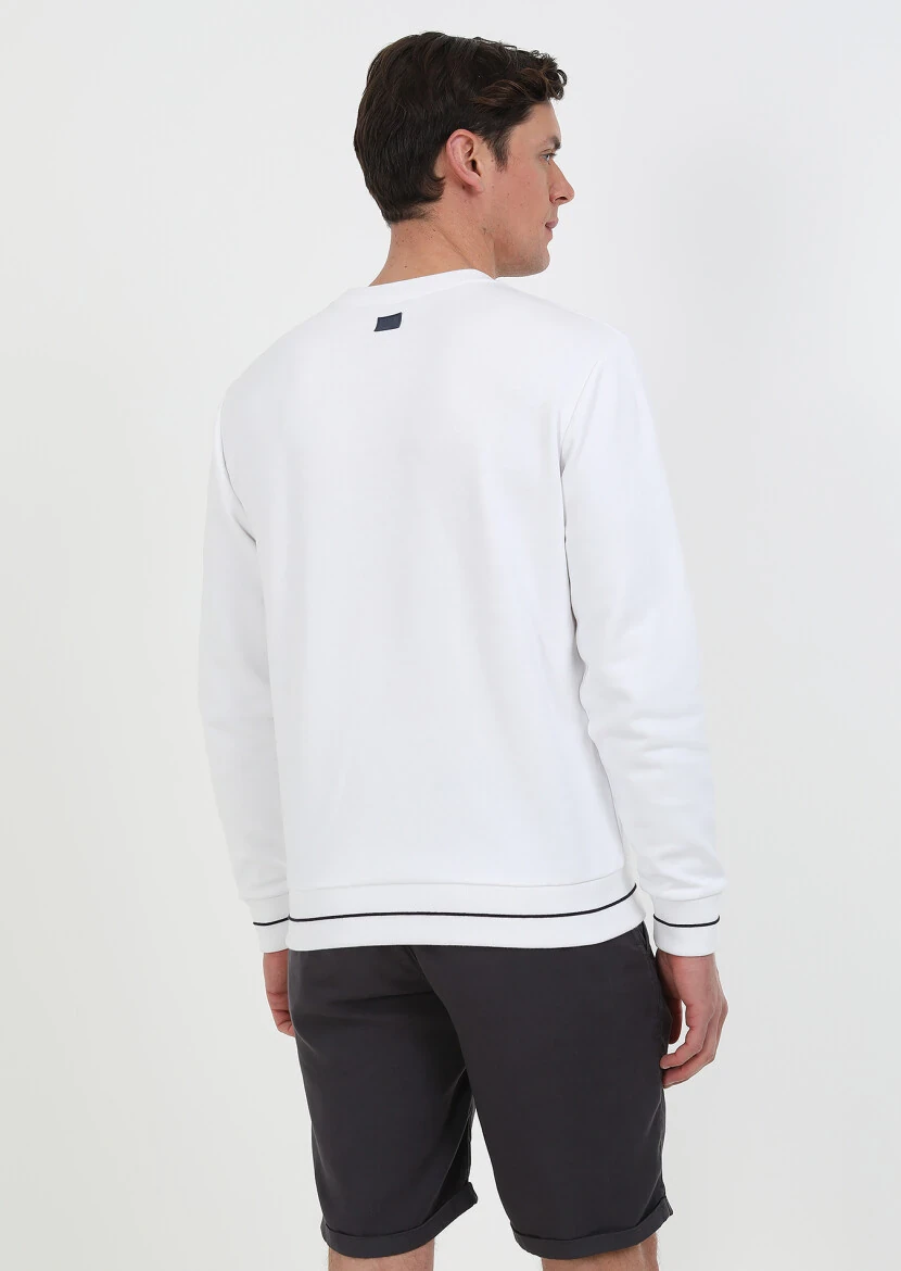 Beyaz Düz Sweatshırt - 7