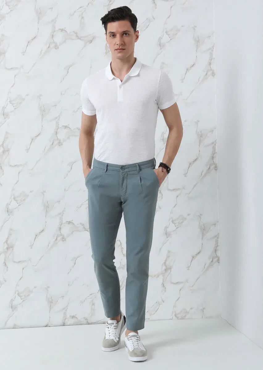 Beyaz Jakarlı Polo Yaka %100 Pamuk T-Shirt - 4