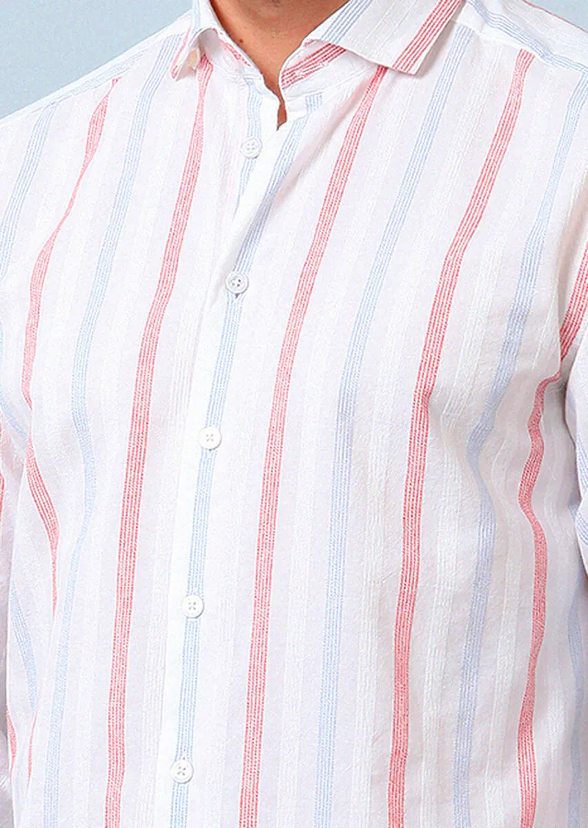 Beyaz Kareli Regular Fit Dokuma Denim Pamuk Karışımlı Gömlek - 3