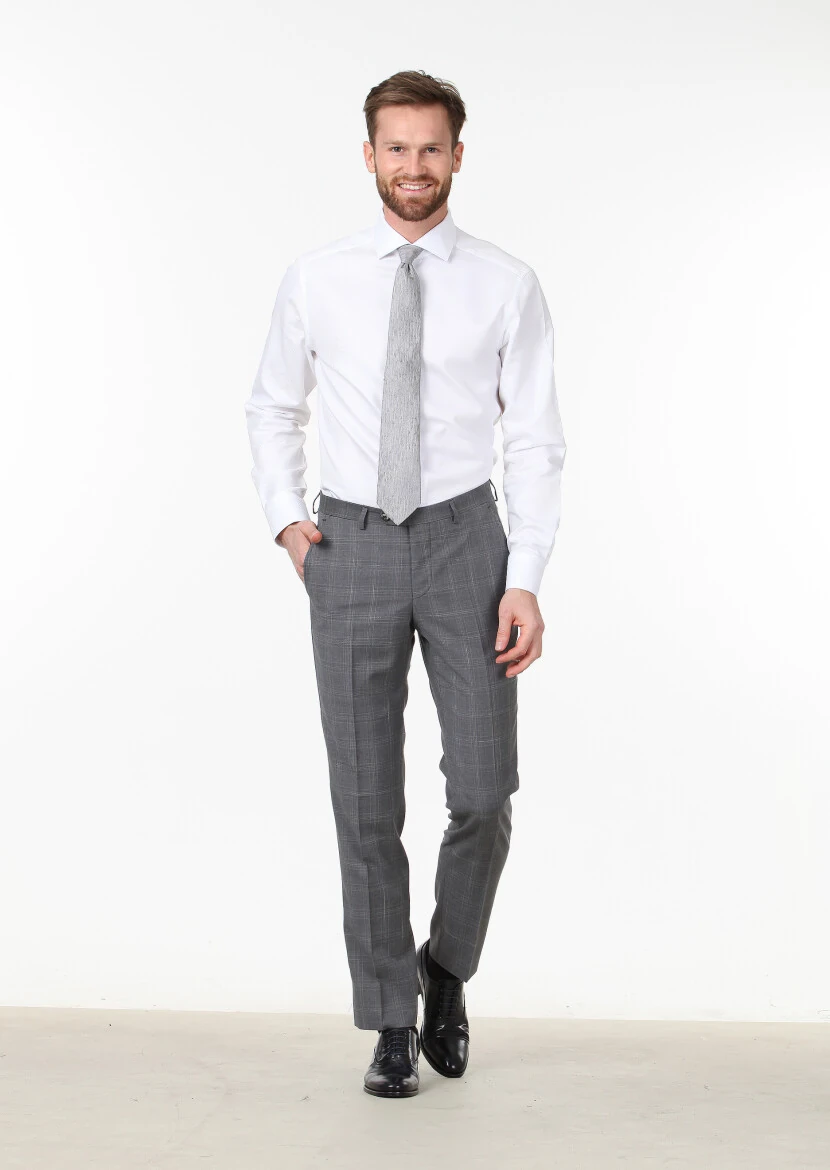 Beyaz Mikro Regular Fit Dokuma Klasik %100 Pamuk Gömlek - 2