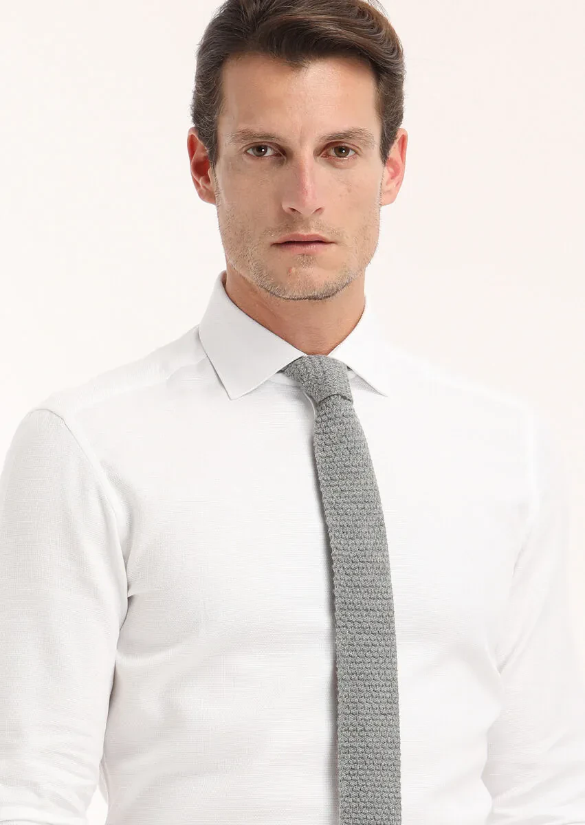 Beyaz Mikro Regular Fit Dokuma Klasik %100 Pamuk Gömlek - 3