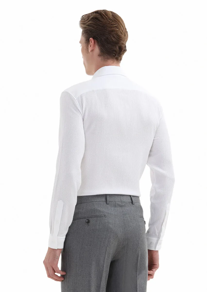 Beyaz Mikro Slim Fit Casual %100 Pamuk Gömlek - 5