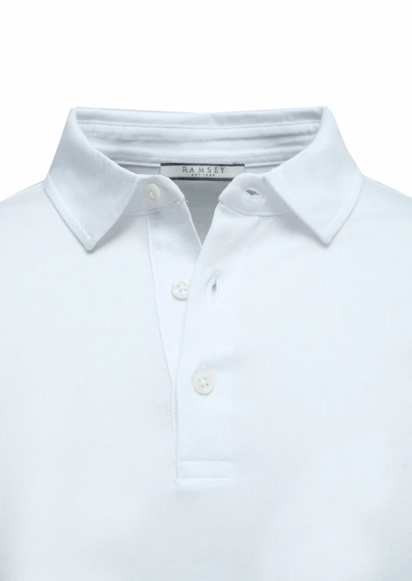 Beyaz Polo Yaka %100 Pamuk T-Shirt 