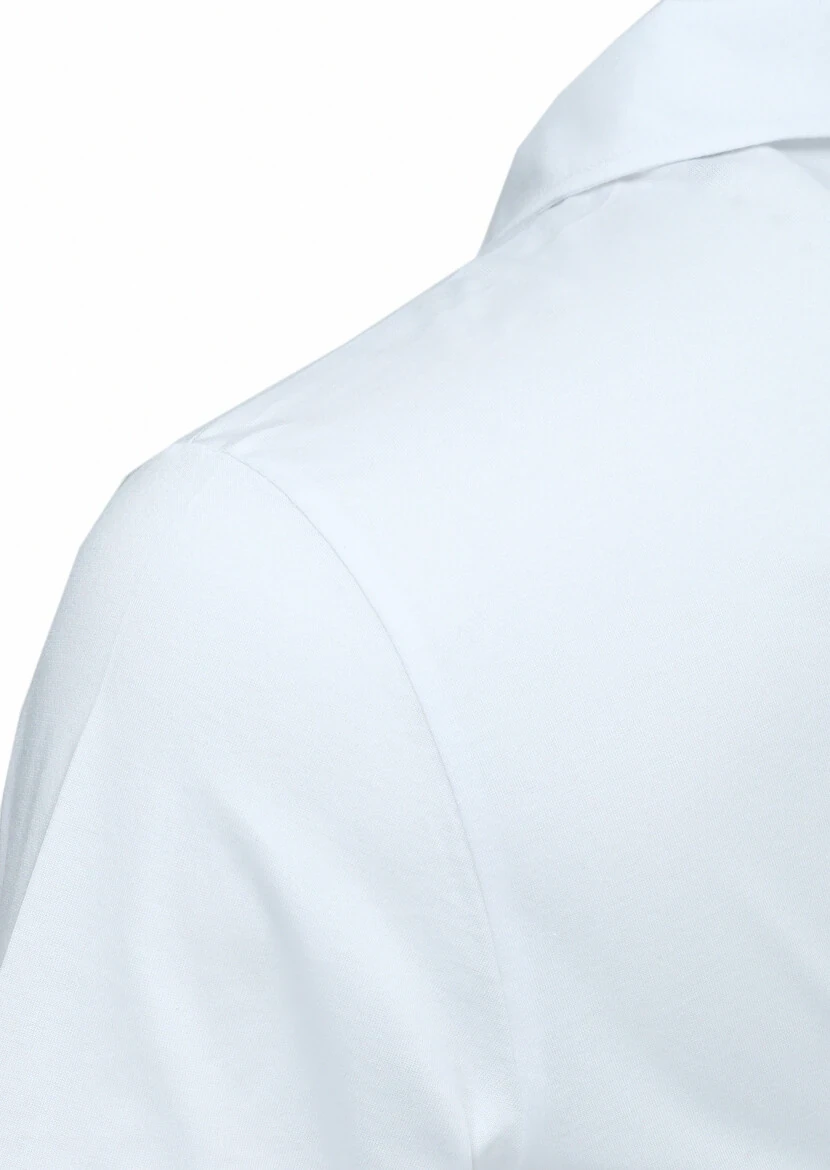 Beyaz Polo Yaka %100 Pamuk T-Shirt - 3