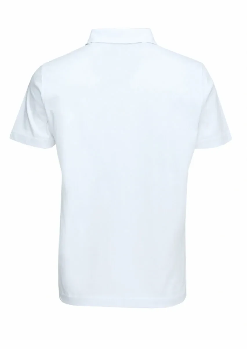 Beyaz Polo Yaka %100 Pamuk T-Shirt - 4