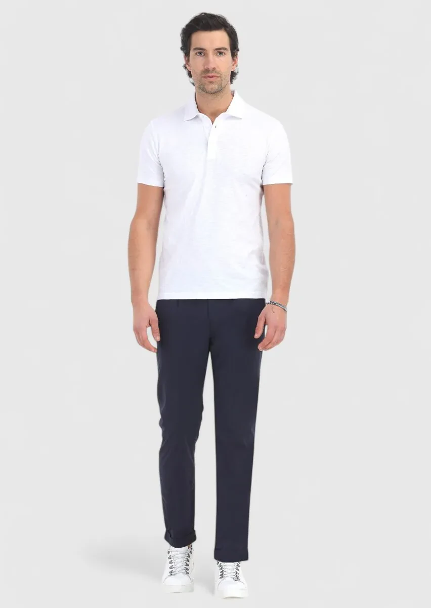 Beyaz Polo Yaka %100 Pamuk T-Shirt - 1