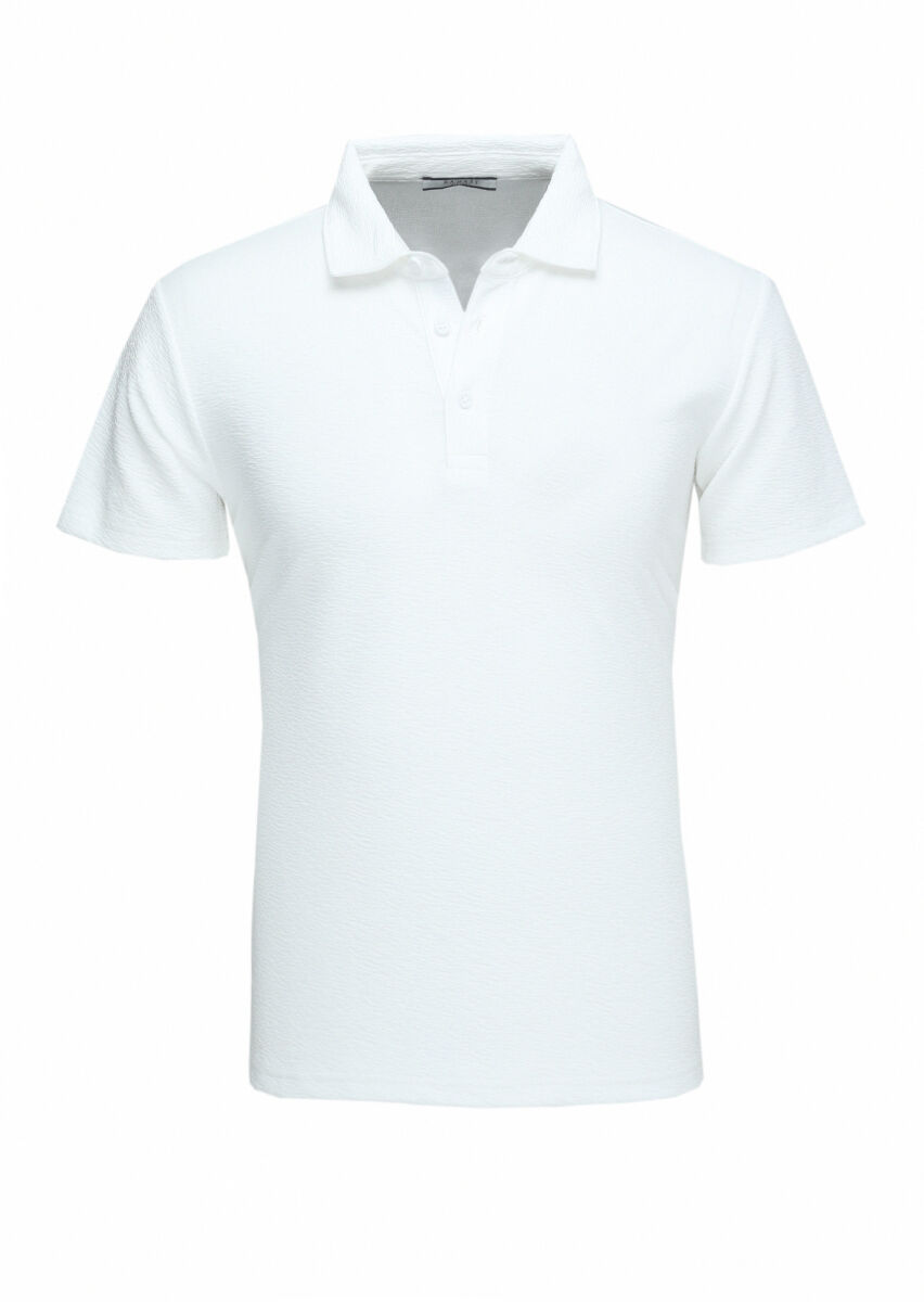 Beyaz Polo Yaka T-Shirt - 1