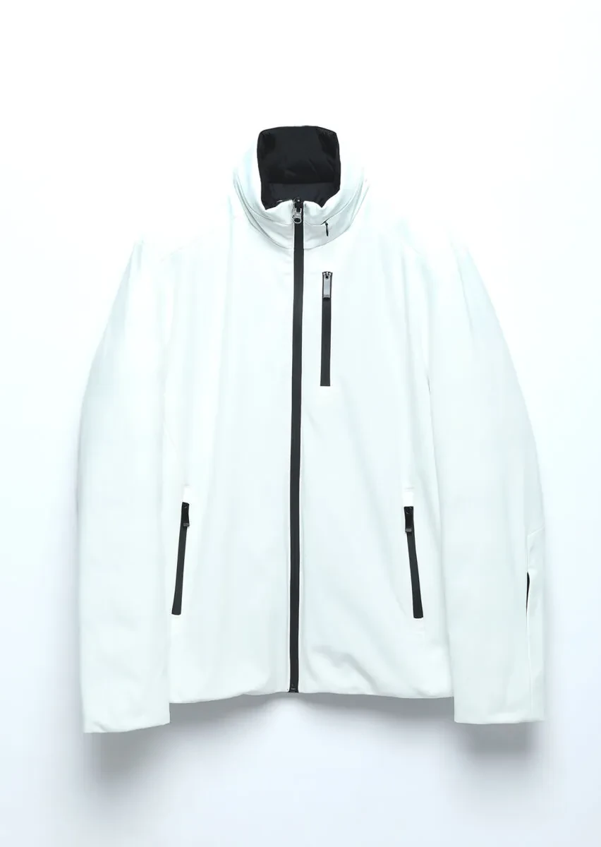 Beyaz Regular Fit Dik Yaka Casual Dokuma Çift Taraflı Mont - 10