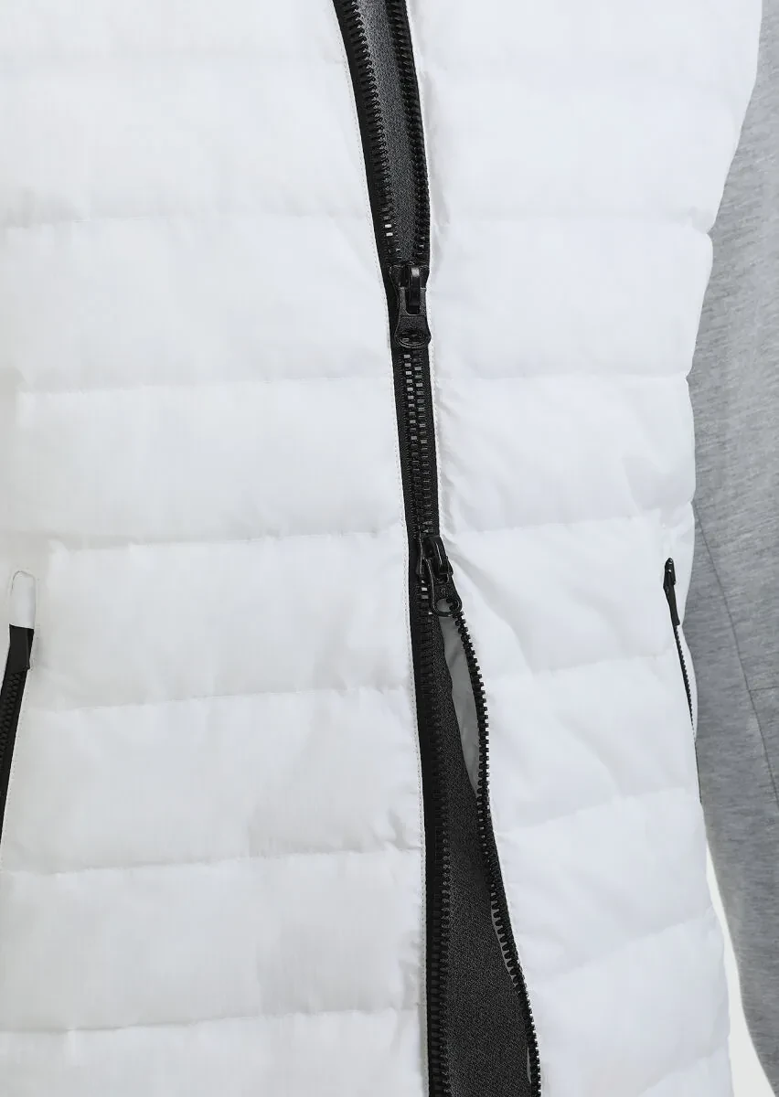 Beyaz Regular Fit Dik Yaka Denim Dokuma Mont - 7