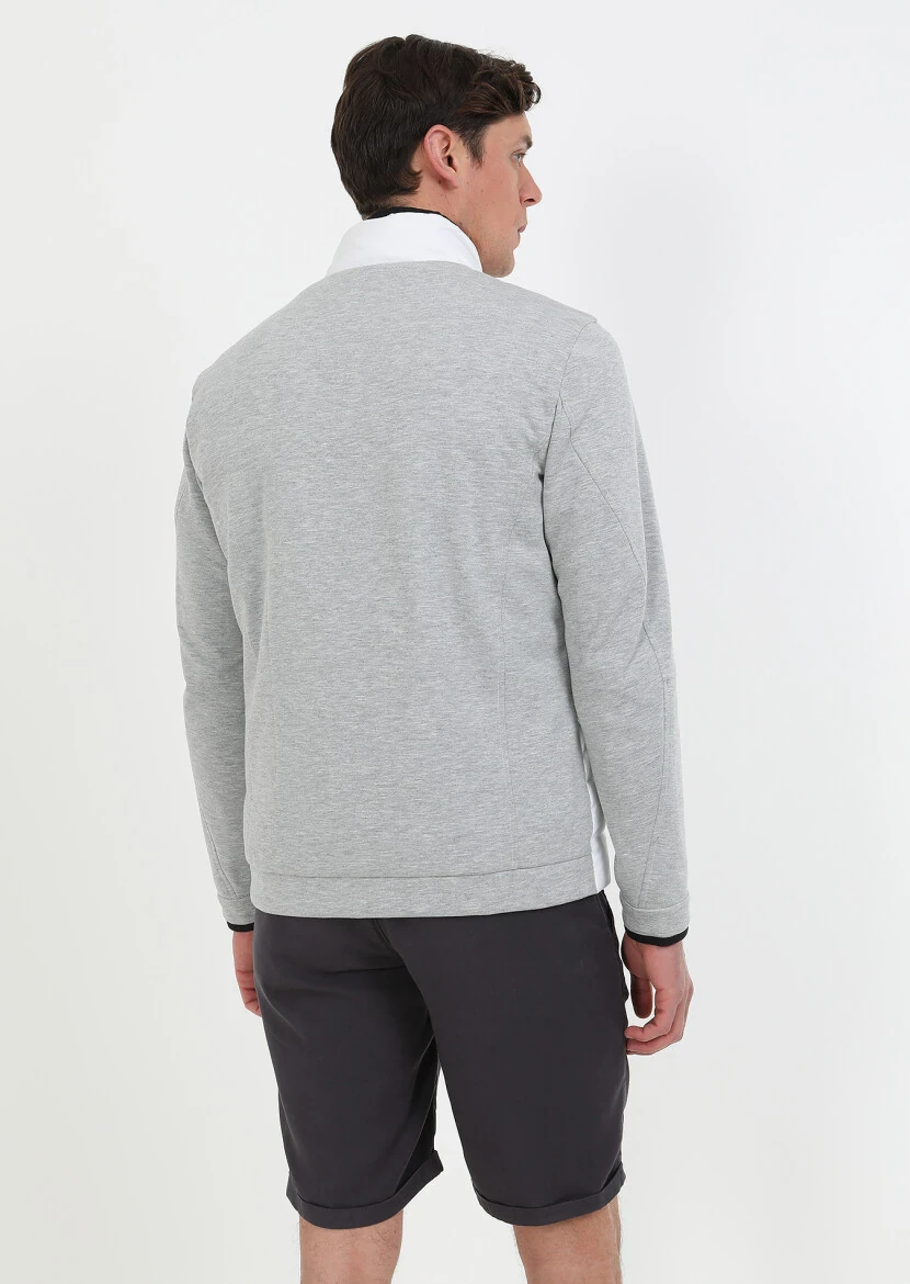 Beyaz Regular Fit Dik Yaka Denim Dokuma Mont - 8