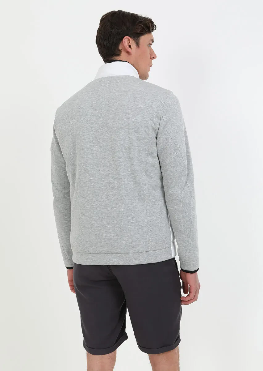 Beyaz Regular Fit Dik Yaka Denim Dokuma Mont - 8