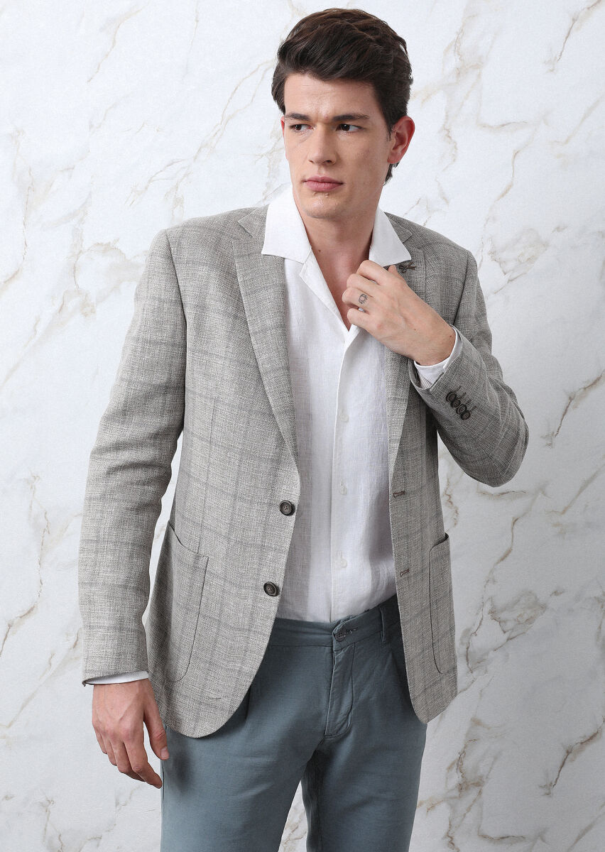 Beyaz Regular Fit Dokuma Casual %100 Keten Gömlek - 6