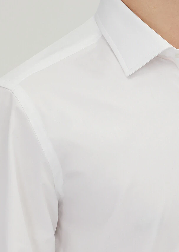 Beyaz Regular Fit Dokuma Klasik %100 Pamuk Gömlek - 3