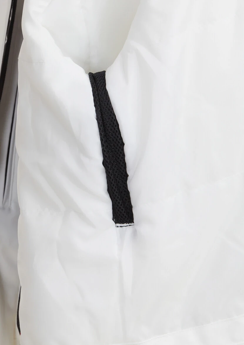 Beyaz Regular Fit Kapüşonlu Casual Dokuma Kaban - 10