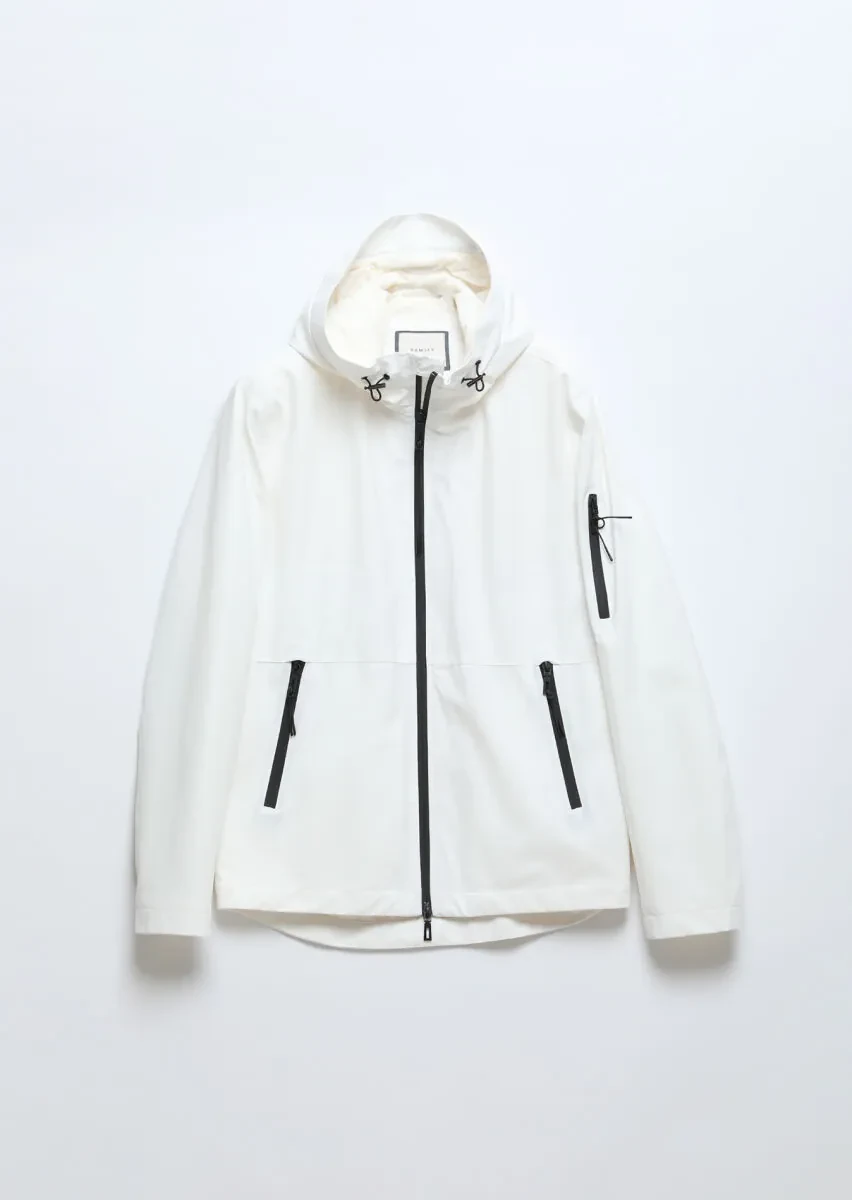 Beyaz Regular Fit Kapüşonlu Casual Dokuma Mont - 6