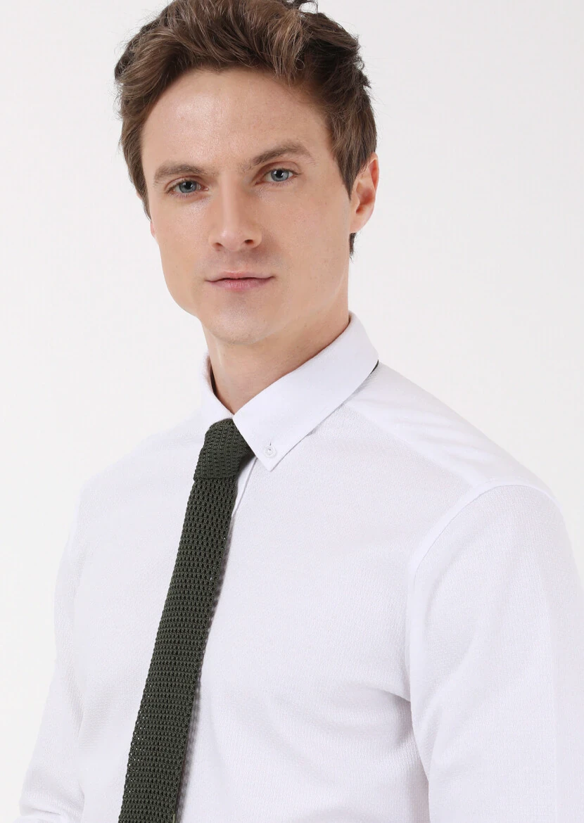 Beyaz Slim Fit Casual %100 Pamuk Gömlek - 3
