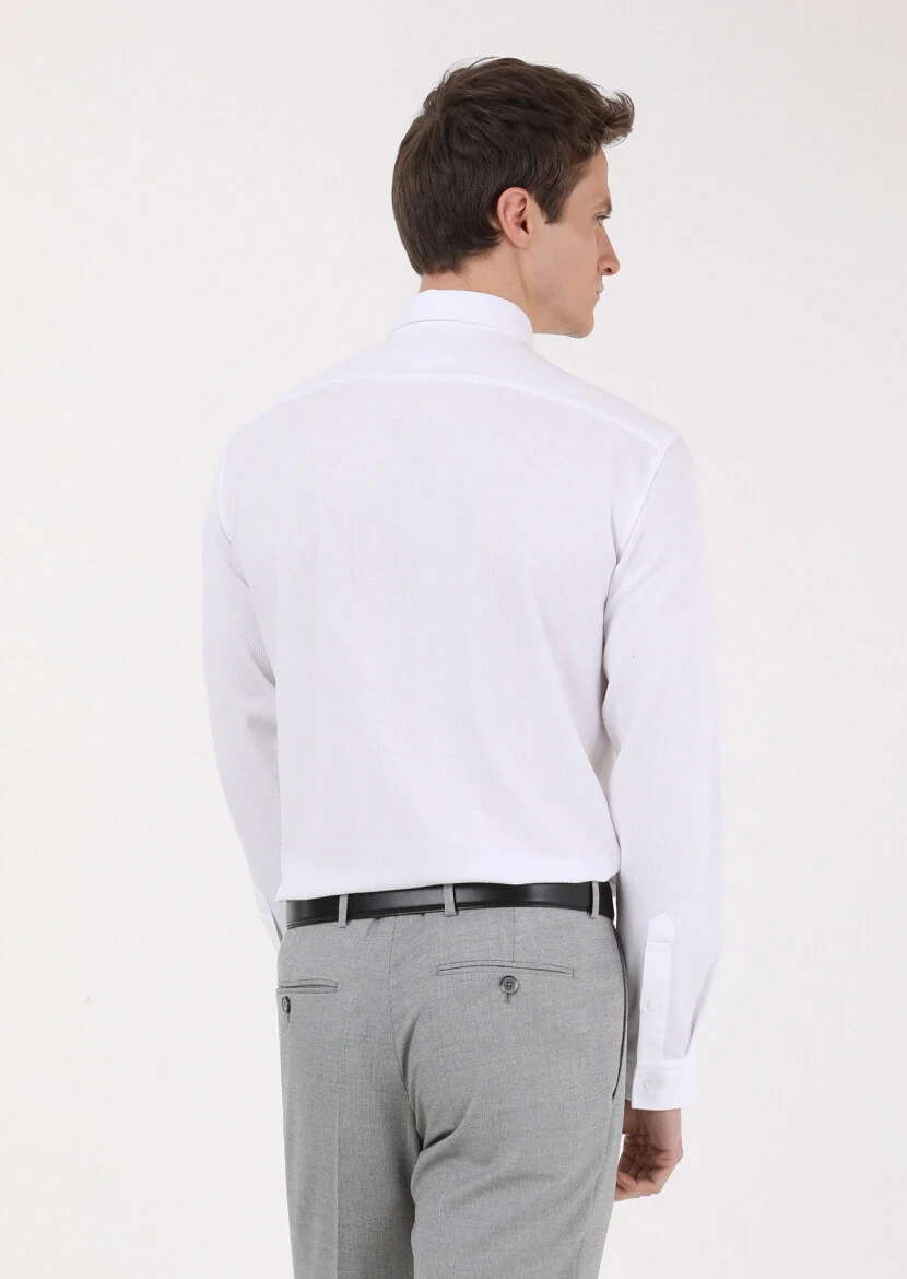 Beyaz Slim Fit Casual %100 Pamuk Gömlek - 5