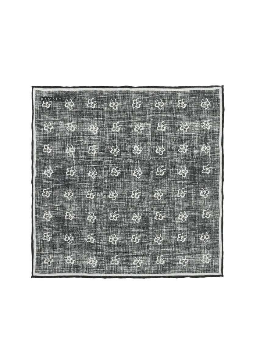 Black %100 Keten Handkerchief - 1