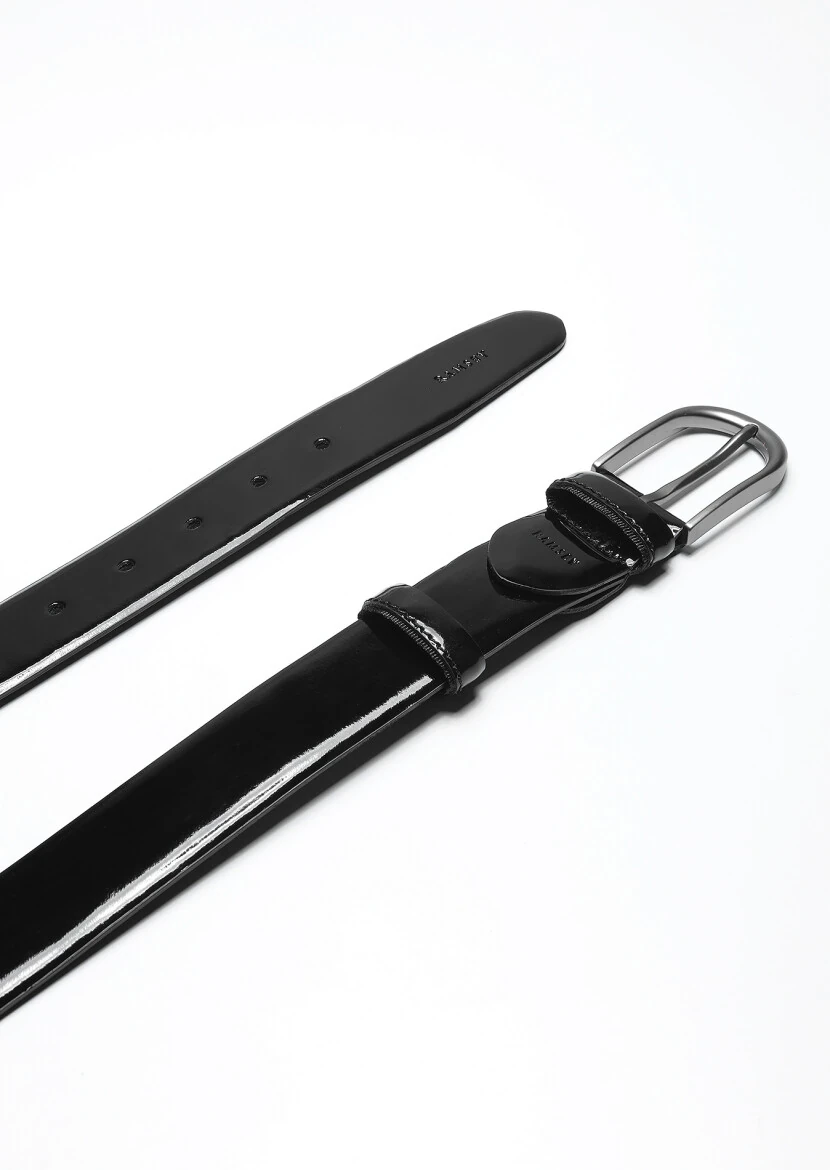 Black Cow Leather Belt - 1