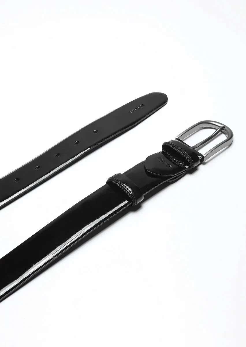 Black Cow Leather Belt - 1