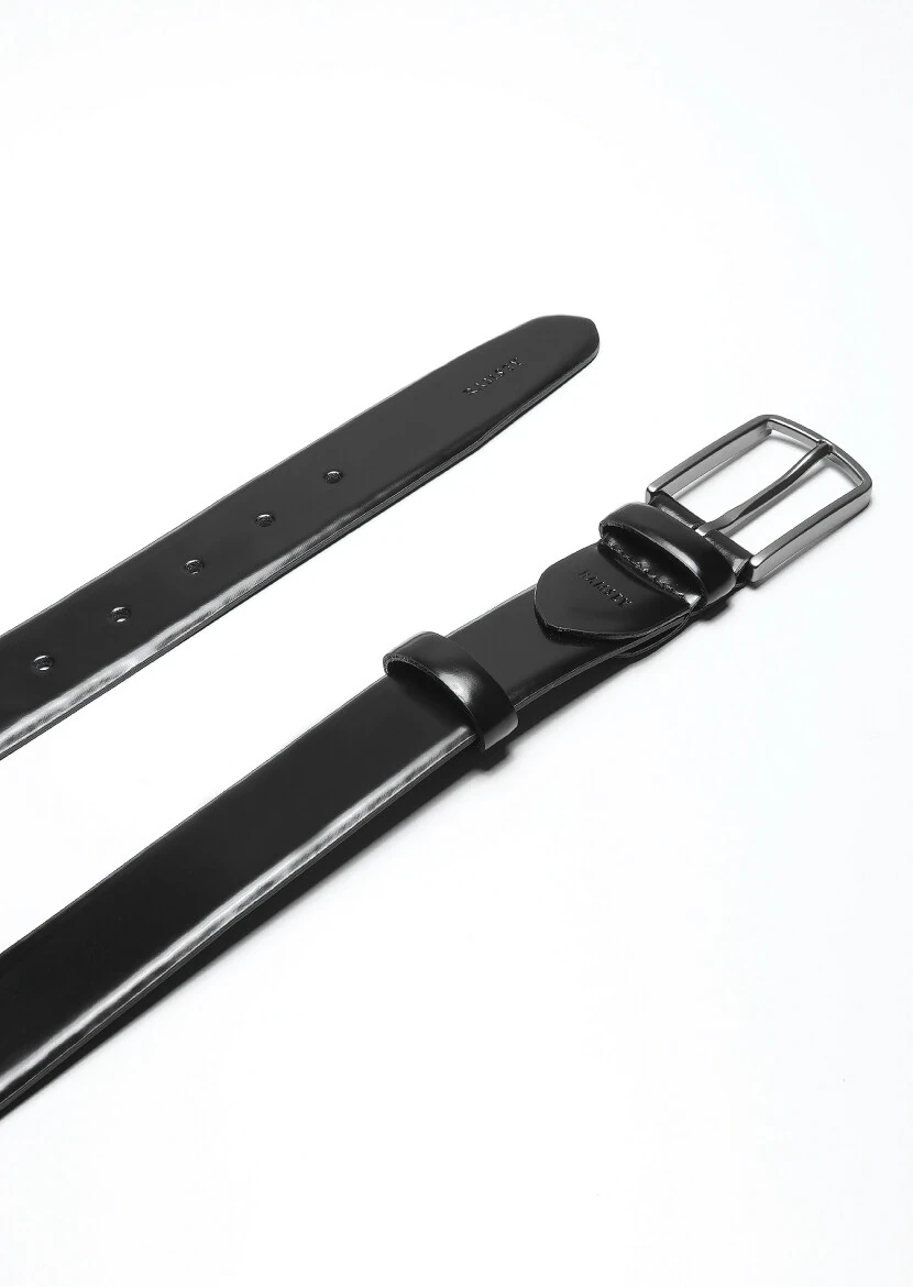 Black Cow Leather Belt - 1