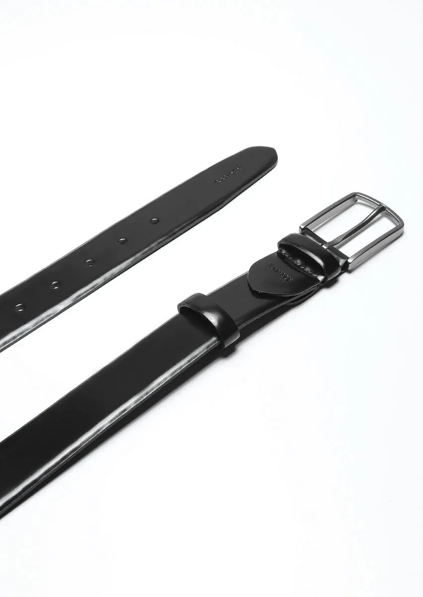 Black Cow Leather Belt - 1