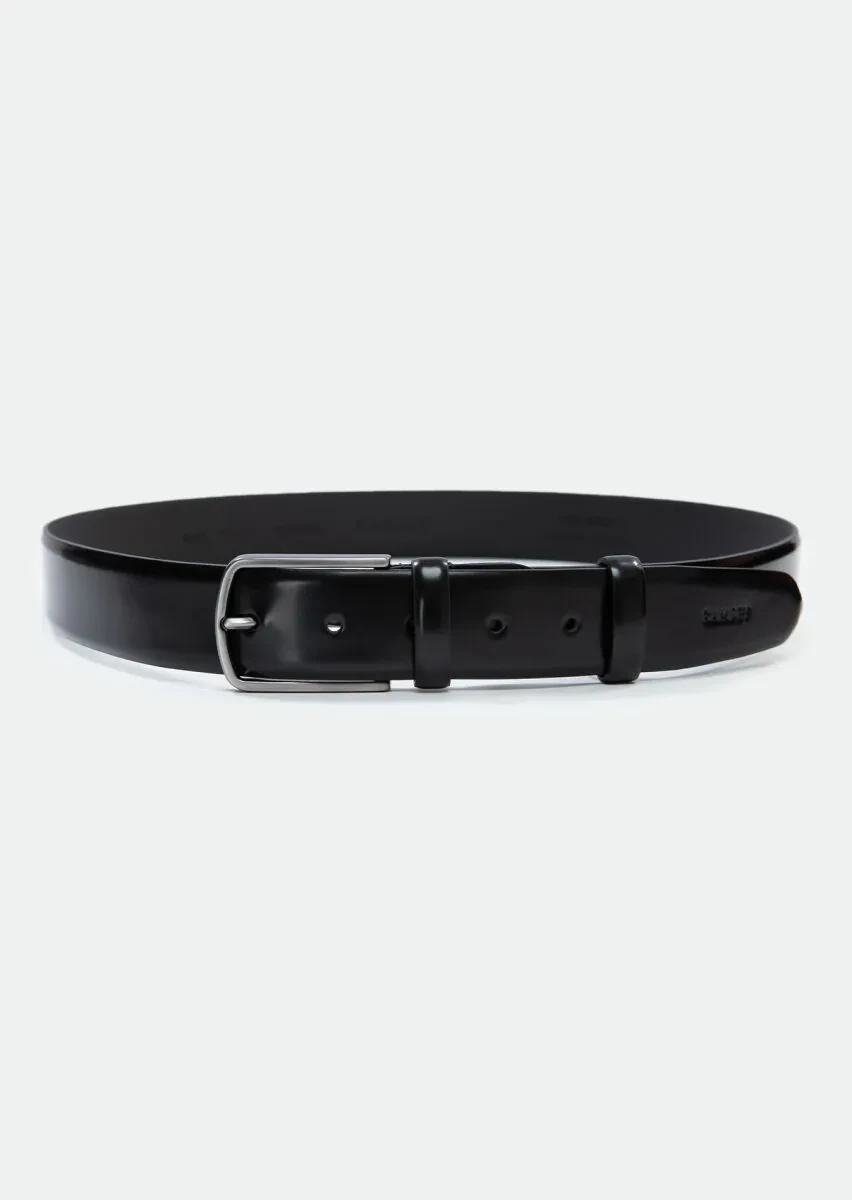 Black Cow Leather Belt - 1