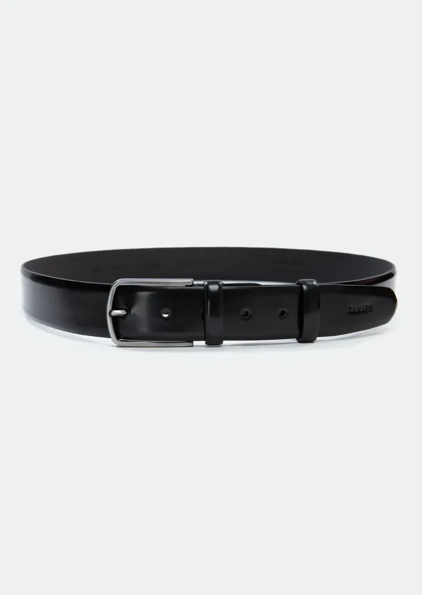 Black Cow Leather Belt - 1