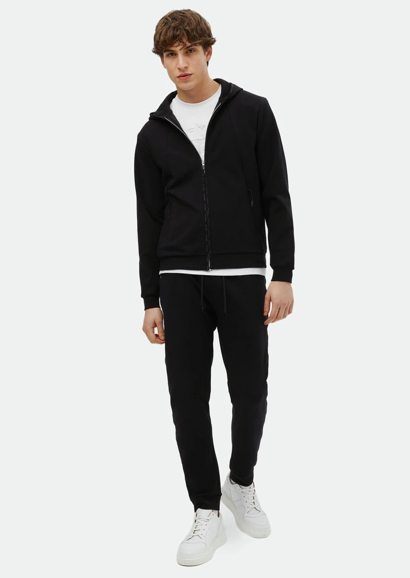 Black Hooded Plain Sweatshirt - RAMSEY